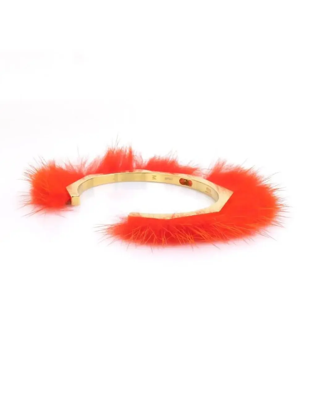 Auth Fendi Bangle Bracelet Orange/Gold #338702F19B